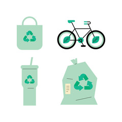 Eco-Friendly Lifestyle and Recycling Icons Collection