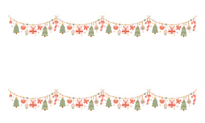 PNG image of&nbsp;Festive christmas garland with ornaments trees gifts and candy canes creating a cheerful holiday border for cards invitations and seasonal designs on transparent background
