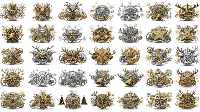 Collection of ornate, decorative emblems and symbols