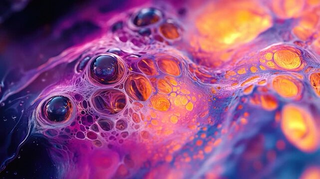 Video A close-up shot of vibrant purple and orange liquid mixture