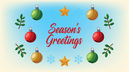 Festive season greetings with ornament decorations and snowflakes for holiday cheer and seasonal messages of goodwill in winter time celebration