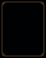 Elegant Art Deco Gold Frame on Black Background Vector