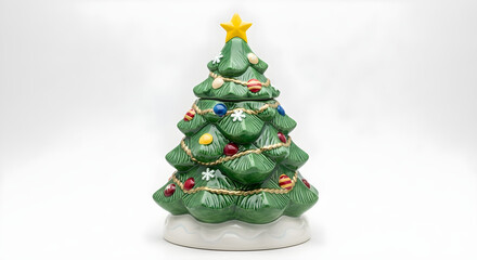 decorated christmas tree isolated on white background