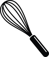 Handheld whisk kitchen utensil simple line drawing food preparation cooking tool graphic vector