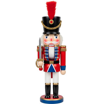 Traditional wooden nutcracker soldier isolated on transparent background