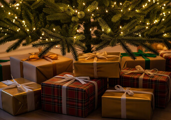 Christmas Gifts Under a Decorated Tree, Festive Season