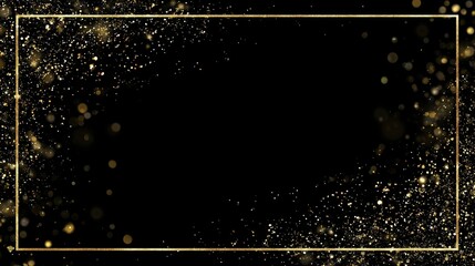 elegant black background with subtle gold silver glitter frame and soft bokeh edges