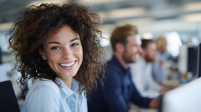 HR professional reviewing candidate profiles warm office