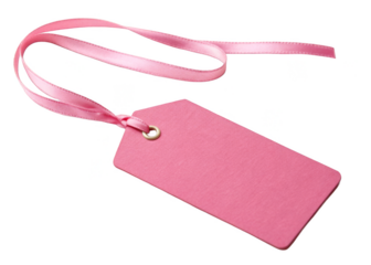 Pink tag icon ribbon top isolated blank label paper tag pink lanyard gift tag price tag sale tag retail label merchandise minimal