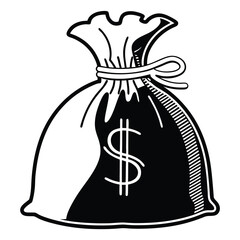 silhouette money bag icon on white background