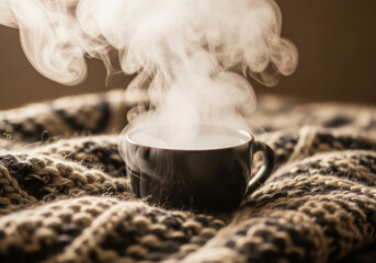 Warm Embrace Hot Drink in Cozy Knitted Fabric