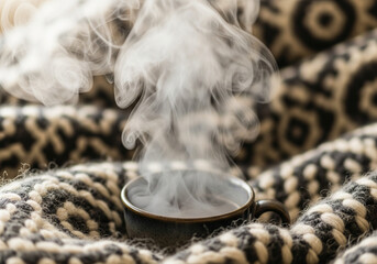 Warm Drink on a Cozy Blanket in a Relaxing Environment