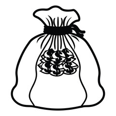 silhouette money bag icon on white background
