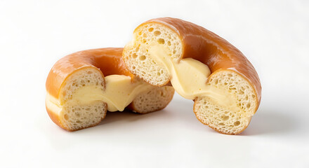 Donut cut in half showing cream filling