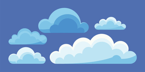 Cartoon Clouds in Blue Sky Vector Set