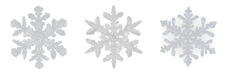 Set snowflake icons collection isolated on white background. Png