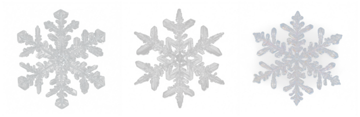 Set snowflake icons collection isolated on white background. Png
