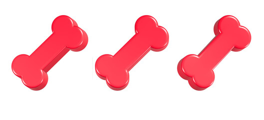 3d rendering icon bone in red color