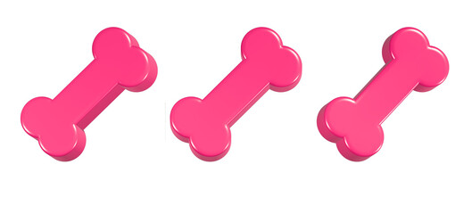 3d rendering icon bone in red color