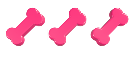 3d rendering icon bone in red color