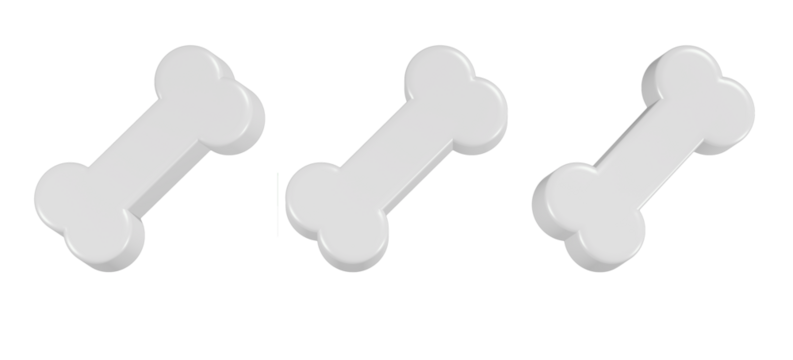 3d rendering icon bone in white color