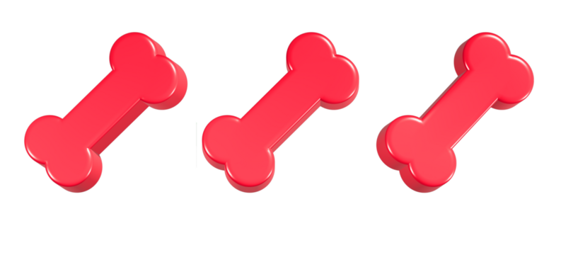 3d rendering icon bone in red color