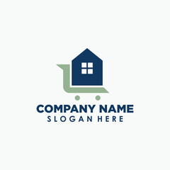home shopping logo design template, building and business logo design