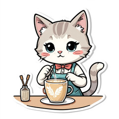 Cat Barista Latte Art