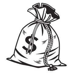 silhouette money bag icon on white background