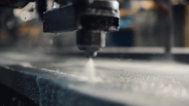 Closeup of metal frame receiving protective spray application highlighting precision and texture as the coating forms a resilient shield against environmental damage.