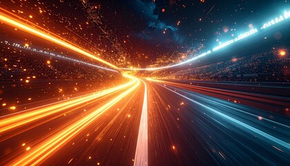 Streaks of Speed Blurring the Lines in a Stadium Spectacle