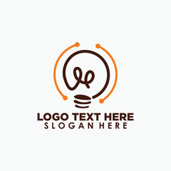 bulb and connection logo design template, smart logo