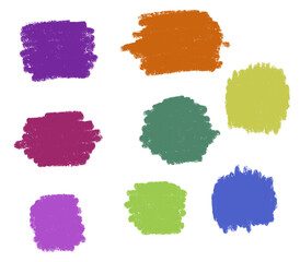 Vibrant multicolor swatch palette with bold purple, orange, green and blue brush strokes for digital art design, creative branding, illustration references and modern color inspiration