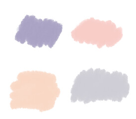 Soft pastel color palette with delicate lavender, blush pink, peach and light grey swatches for gentle aesthetic design, feminine branding and minimal illustration concepts