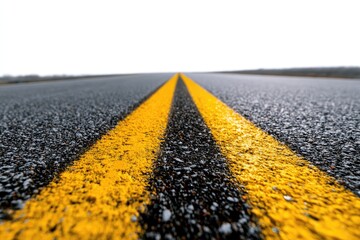 Two yellow lines on a dark asphalt road (2)