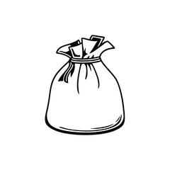 silhouette money bag icon on white background