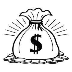 silhouette money bag icon on white background