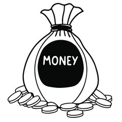 silhouette money bag icon on white background