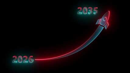 A flying neon rocket on a transparent background with a business graph. - Powered by Adobe