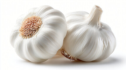 Fresh white garlic pair, Whole garlic bulbs together