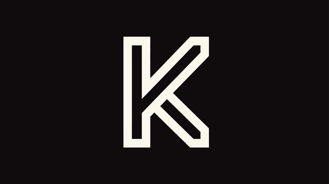 Stylized uppercase letter K in geometric outline font on dark background for branding and design projects