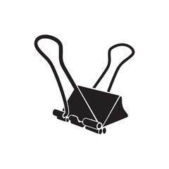 Binder clip silhouette vector flat illustration on white background