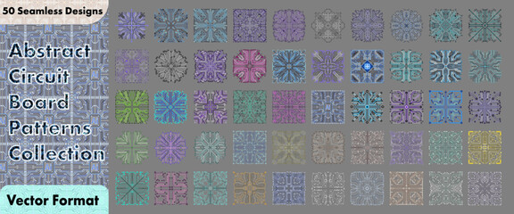 Abstract Circuit Board Patterns Collection for Technology & AI Digital Backgrounds