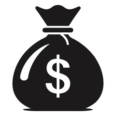 silhouette money bag icon on white background