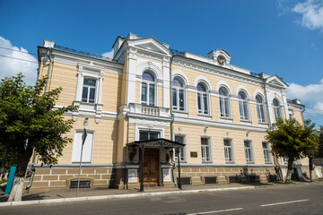 The building of the Central Bank of the Russian Federation, Kostroma region branch. An architectural monument of the 19th century. Knyazeva Street 5/2