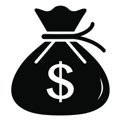 silhouette money bag icon on white background