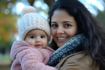 Obraz premium Smiling parent with happy child outdoors during a peaceful picnic in nature on sunny day, generative ai