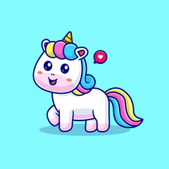 Cute Unicorn Standing Cartoon 