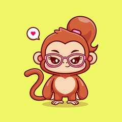 Obraz premium Cute Monkey Meditation Yoga Cartoon 