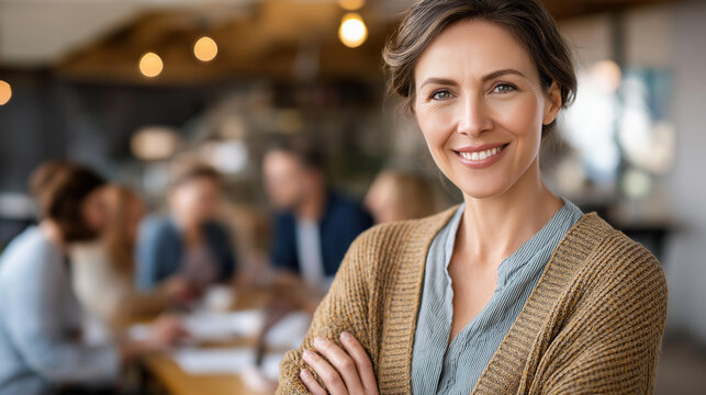 Family and working parent thrive in togetherness faceless focused woman defocused meeting background surrounded by colleagues scene work life integration moment professional